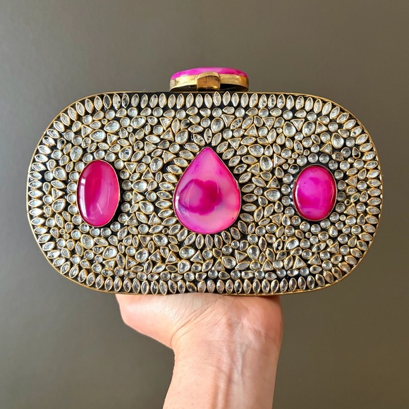 Elegant Pink and Gold Clutch